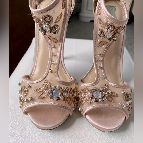 Betsey Johnson Champagne Jeweled Heels - Picture 5 of 12